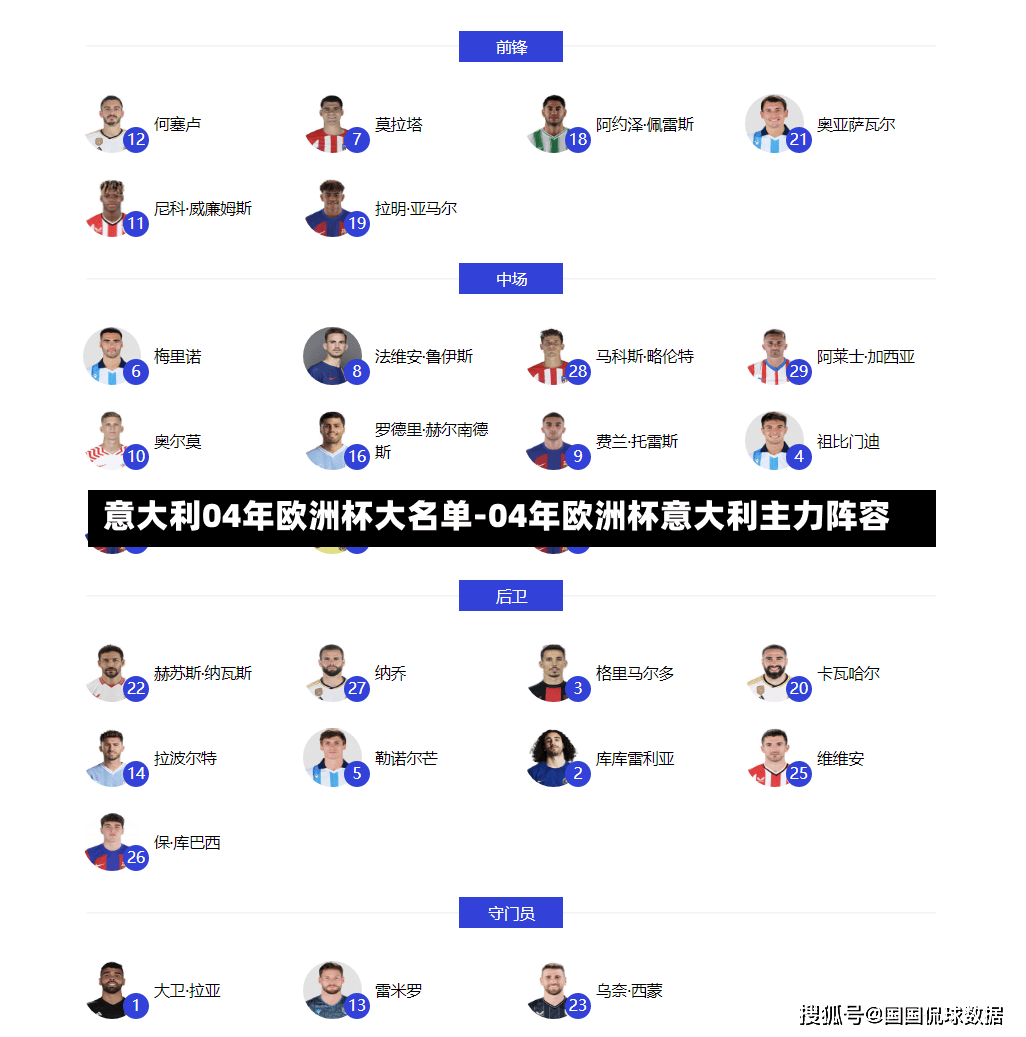 意大利04年欧洲杯大名单-04年欧洲杯意大利主力阵容