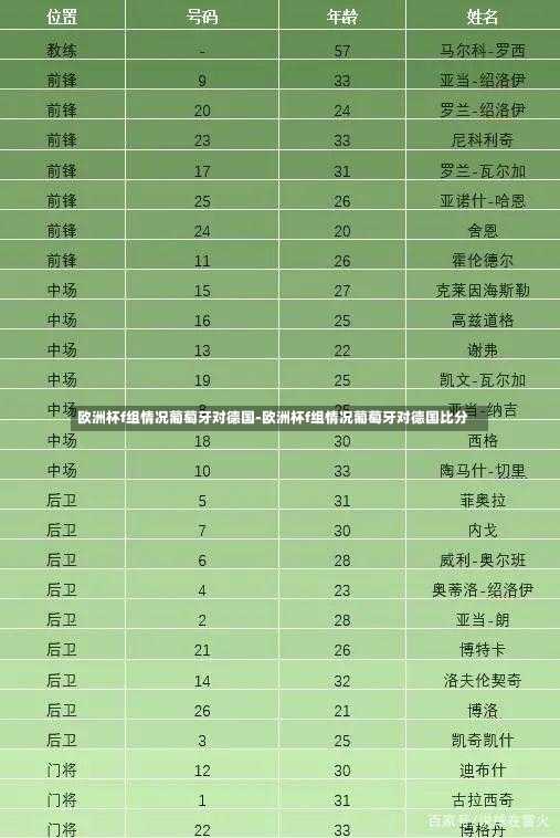 欧洲杯f组情况葡萄牙对德国-欧洲杯f组情况葡萄牙对德国比分