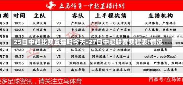 25日中超比赛直播吗今天-27日中超联赛赛程表!情况