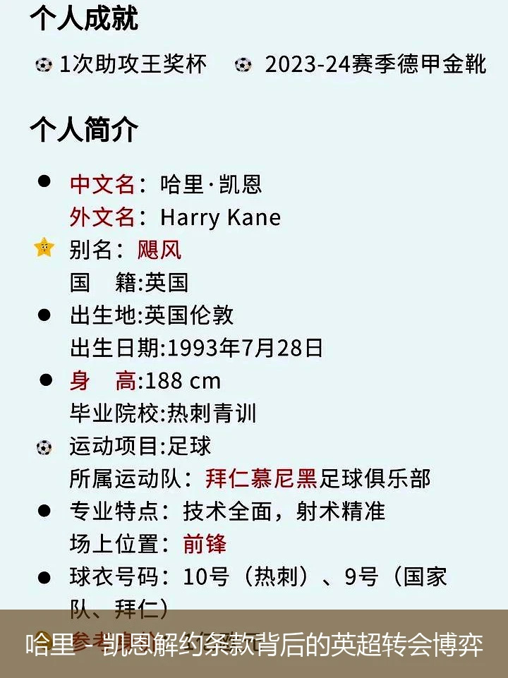 哈里 - 凯恩解约条款背后的英超转会博弈