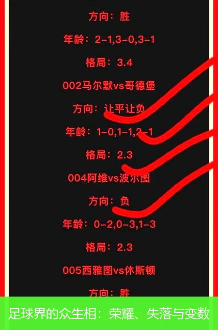 足球界的众生相:荣耀、失落与变数
