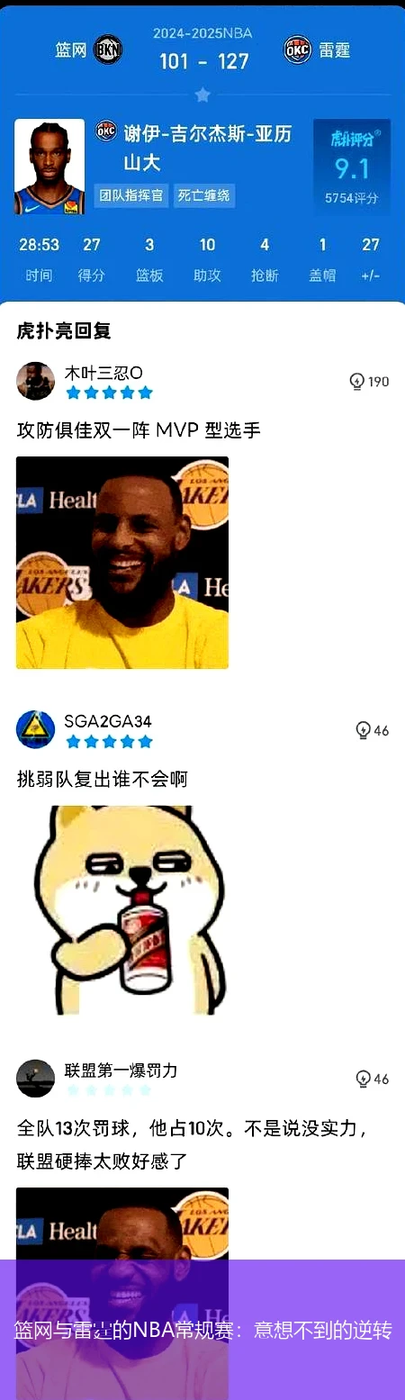 篮网与雷霆的NBA常规赛：意想不到的逆转