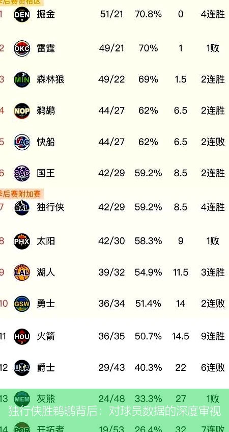 独行侠胜鹈鹕背后：对球员数据的深度审视